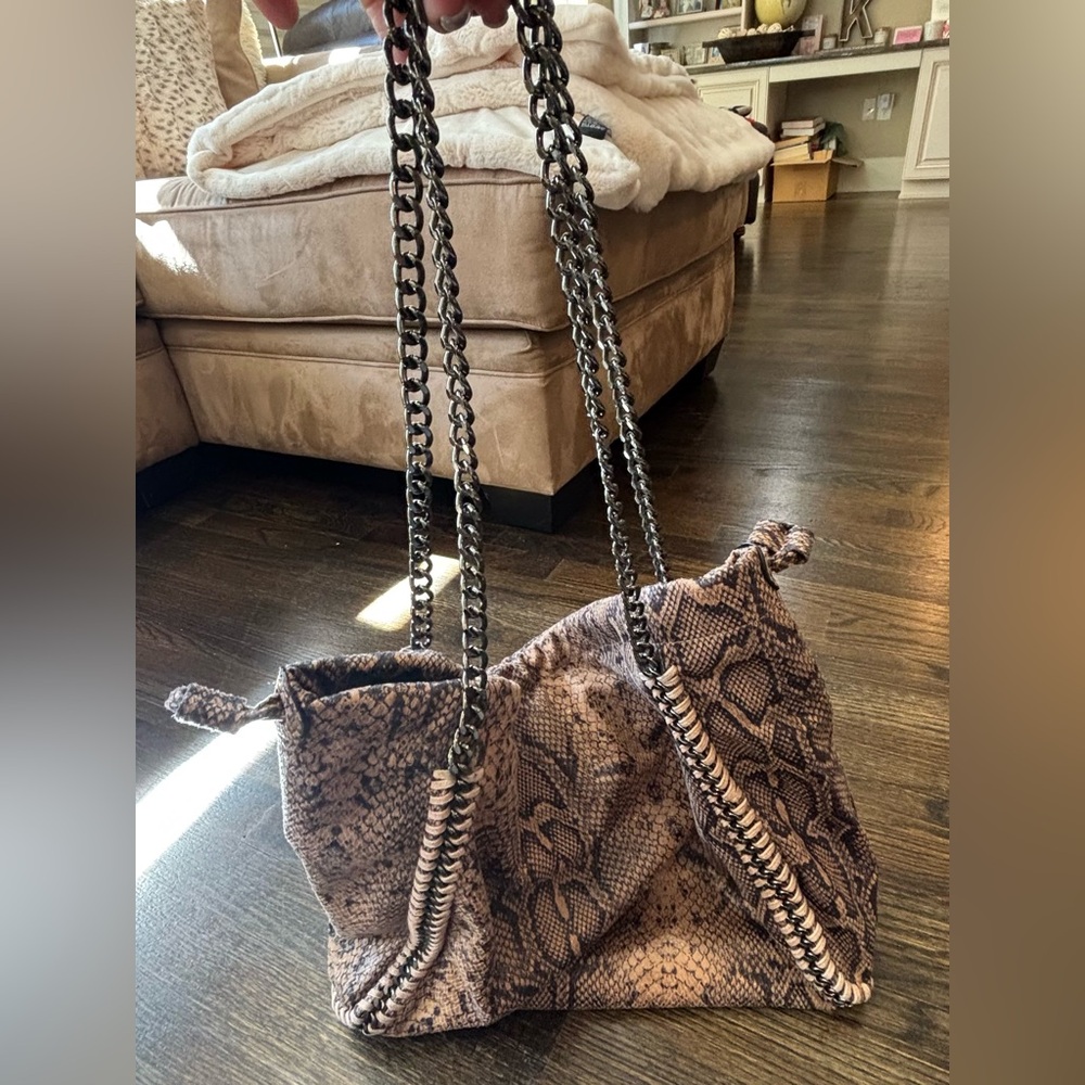 Stylish Snake Print Shoulder Bag